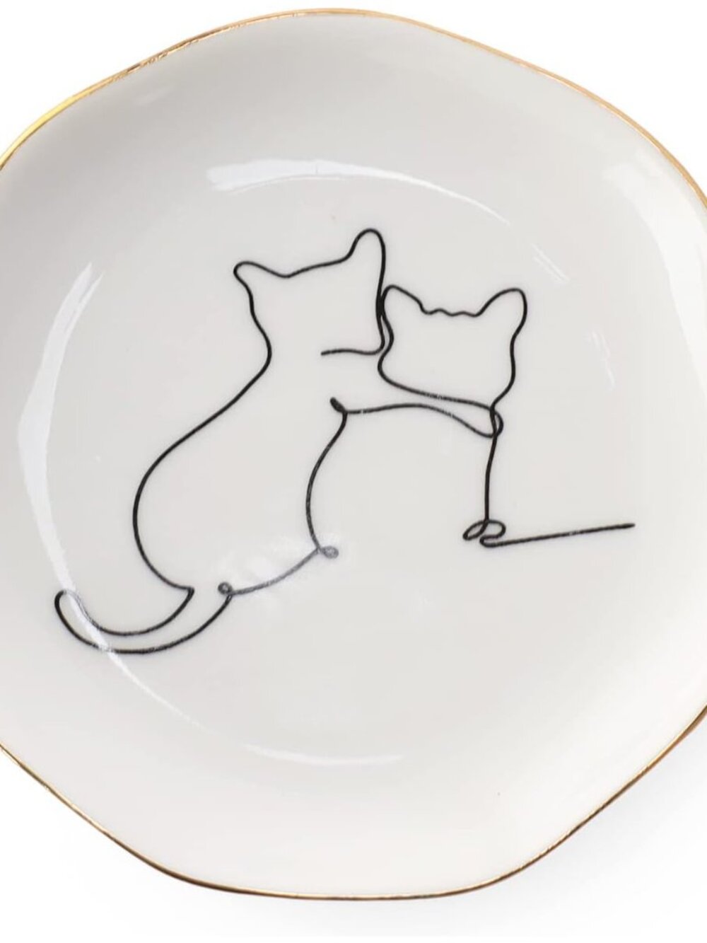 Cat Ring Dish Jewelry Tray,Christmas Gifts for Cat Lovers,Ceramic White,4"